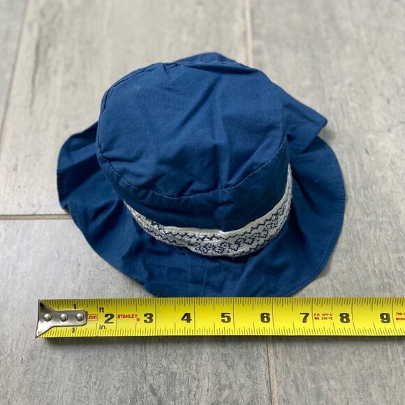 Baby Gap Cotton Bucket Sun Hat with Strap Navy Blue Newborn 3-6 months - Picture 6 of 8